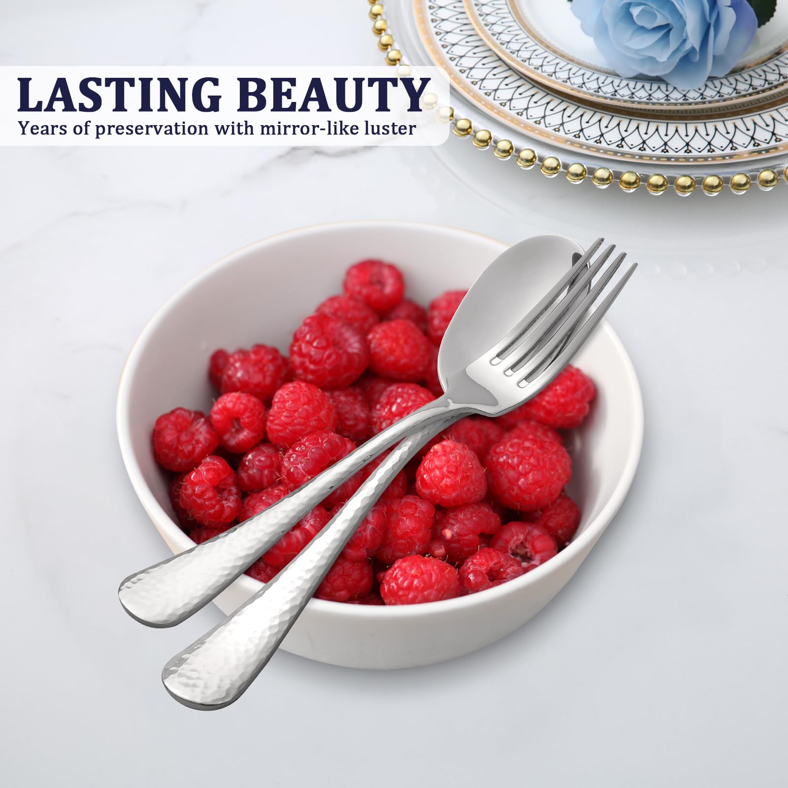 Amazon.com | Barenthal Hammered Silverware Set - 5 Piece Heavy